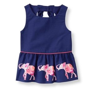 JANIE AND JACK Elephant Peplum Top Sleeveless 2T